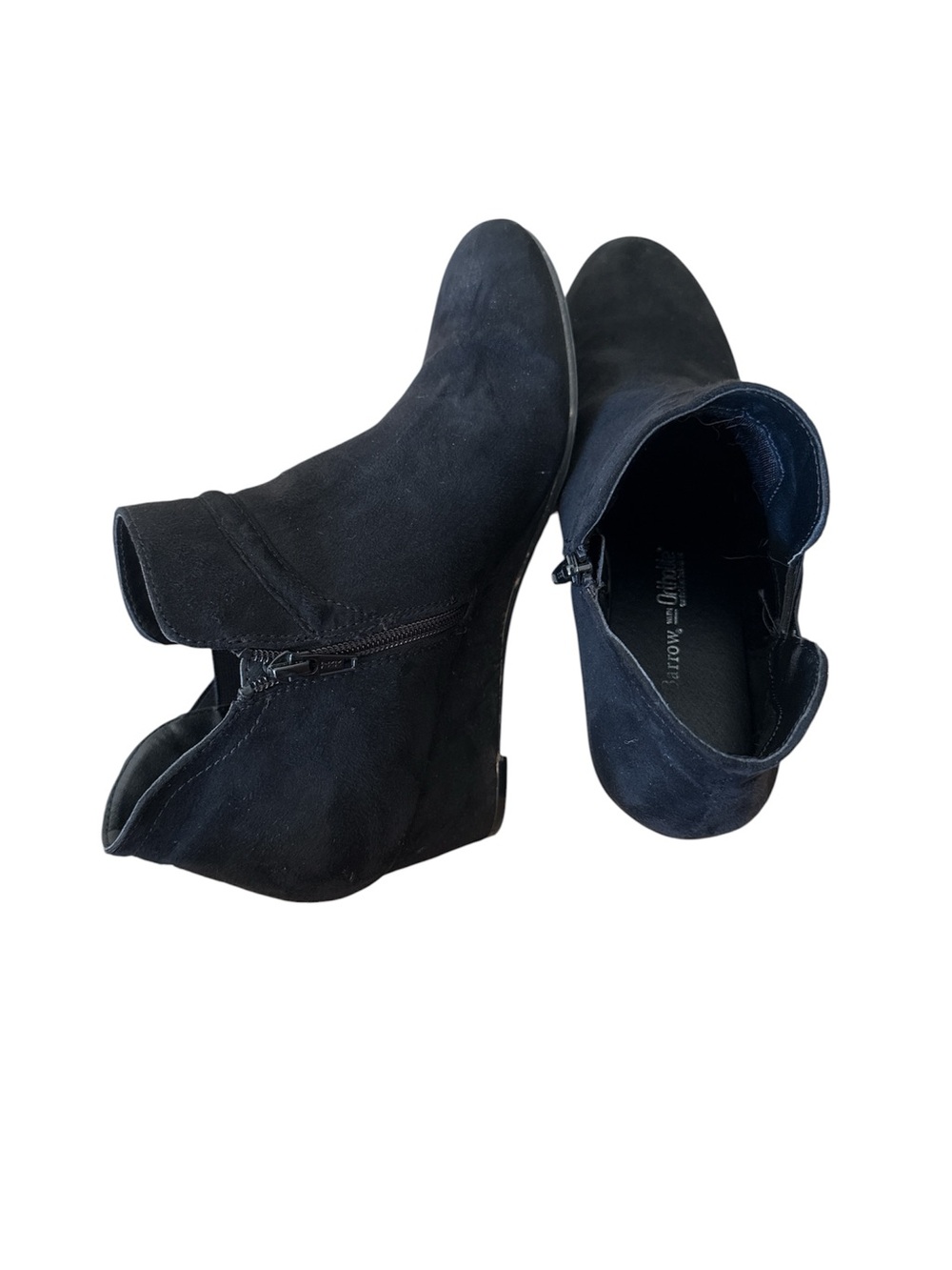 Croft & Barrow Black Suede Wedge Ankle Boots with Side Zip